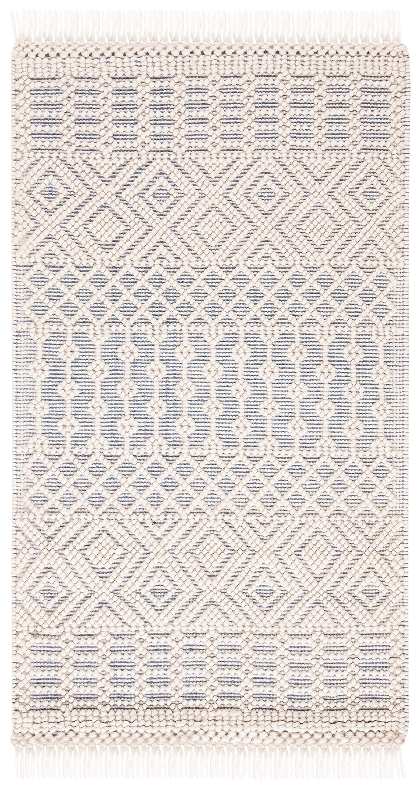 SAFAVIEH Natura Collection Accent Rug - 4' x 6', Ivory, Handmade Moroccan Boho Wool Fringe, Ideal for High Traffic Areas in Entryway, Living Room, Bedroom (NAT852B)