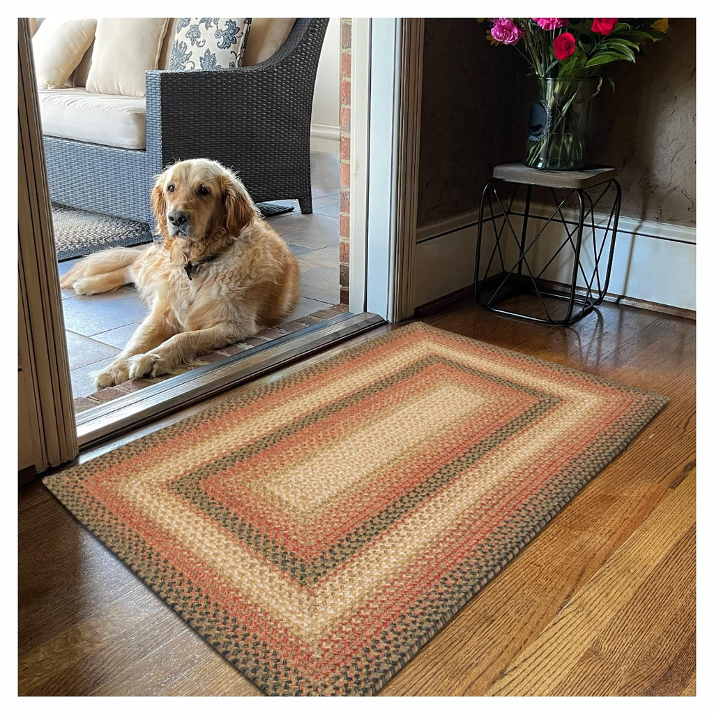 Homespice Gingerbread Black & Brown Braided Rug 20x30 - Jute Braided Kitchen Rugs for Country, Primitive Decor, Reversible, Pet-Friendly, Durable & Easy to Maintain
