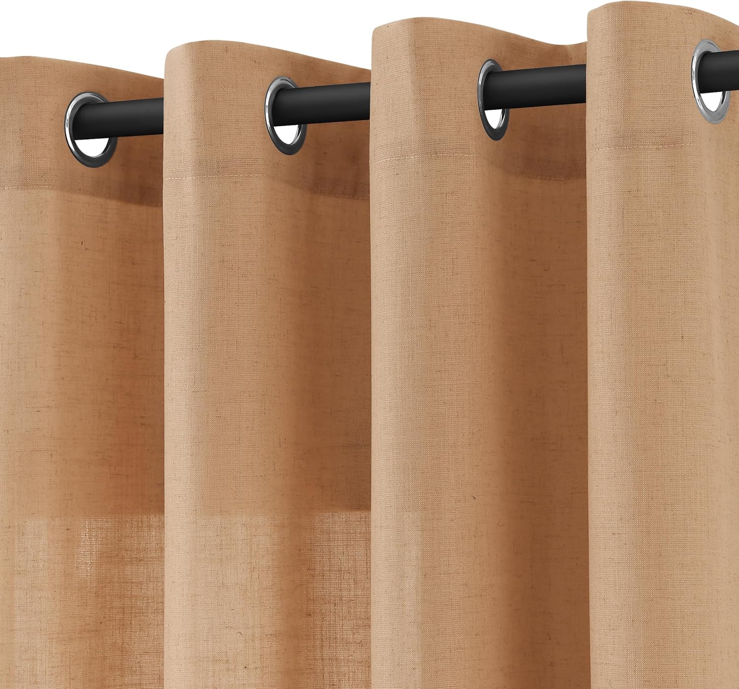 Natural Cream Linen Curtains 84 Inch Length 2 Panels for Living Room Bedroom, Light Filtering Sheer Curtains 84 Inches, Modern Farmhouse Grommet Semi Sheer Soft Privacy Drapes