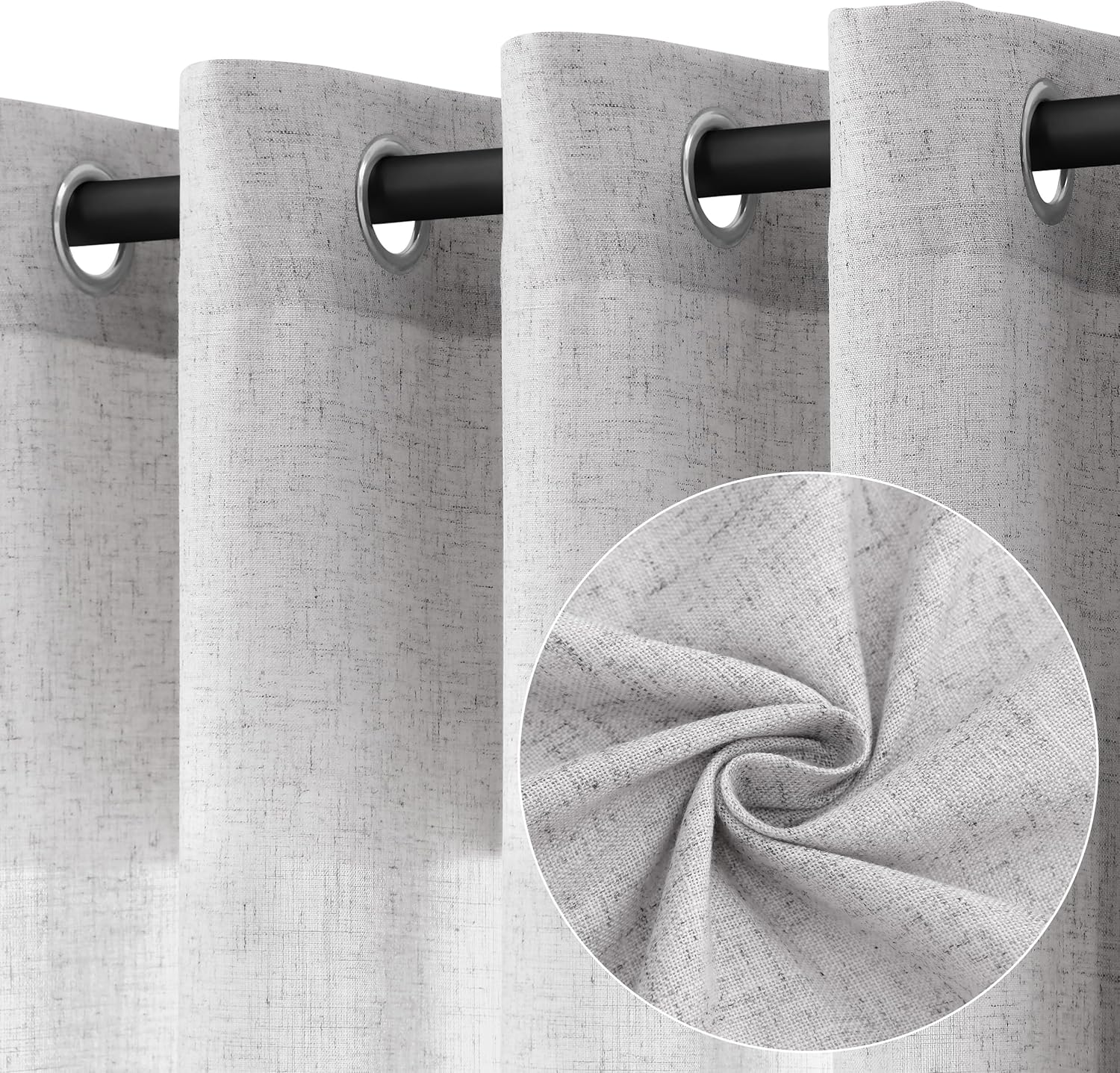 Natural Cream Linen Curtains 84 Inch Length 2 Panels for Living Room Bedroom, Light Filtering Sheer Curtains 84 Inches, Modern Farmhouse Grommet Semi Sheer Soft Privacy Drapes