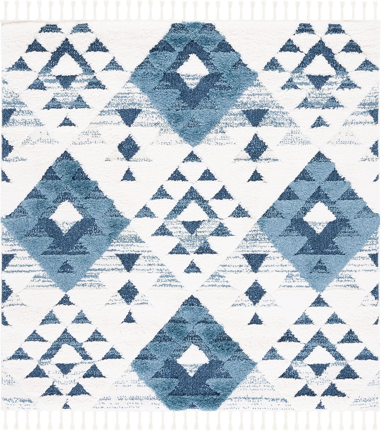 SAFAVIEH Area Rug 3x5 - Moroccan Tassel Shag Collection - Ivory, Non-Shedding & Easy to Clean, Plush High-Low Texture, Ideal for Living Room, Bedroom, Dining Space (MTS688C)