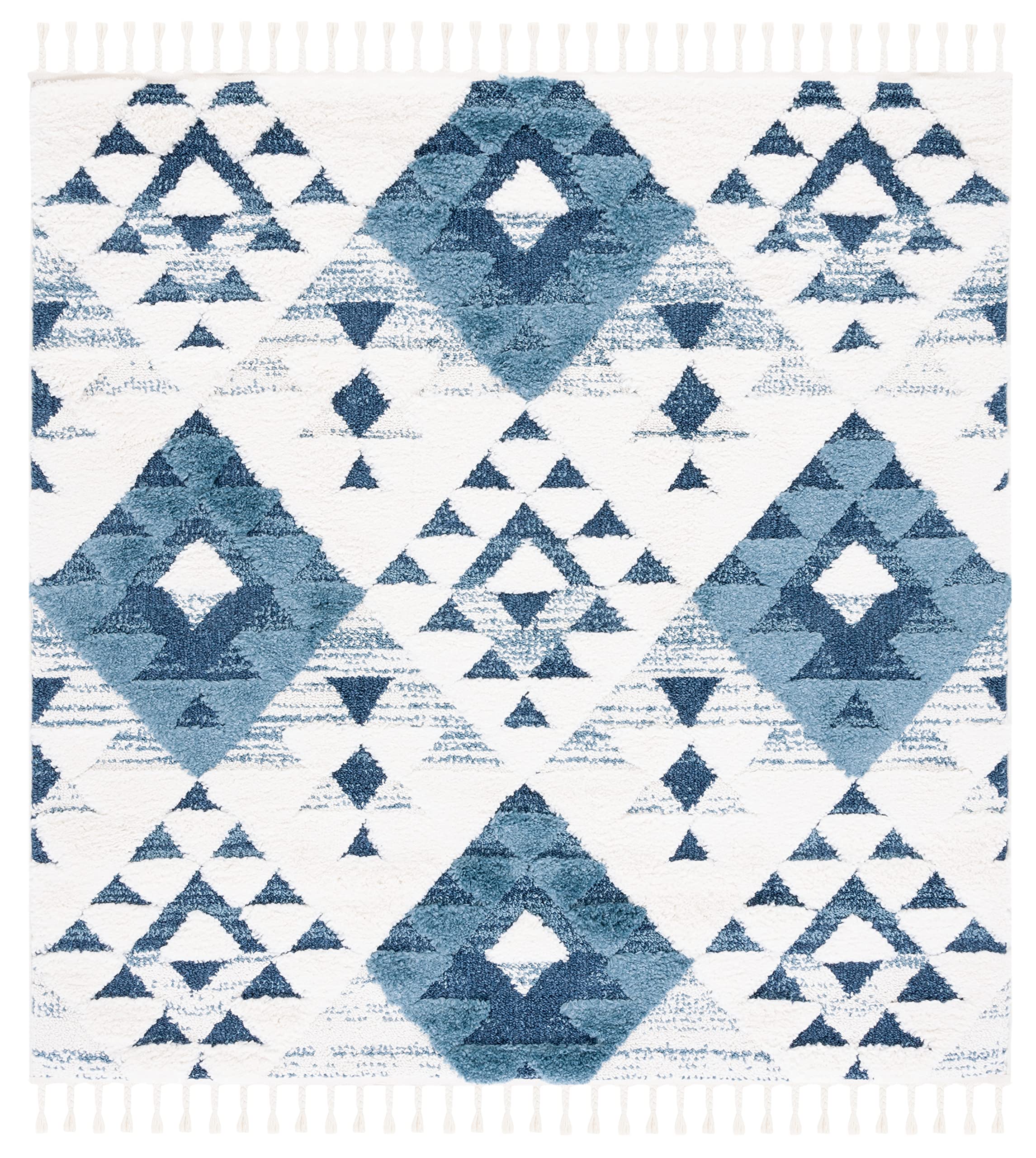 SAFAVIEH Area Rug 3x5 - Moroccan Tassel Shag Collection - Ivory, Non-Shedding & Easy to Clean, Plush High-Low Texture, Ideal for Living Room, Bedroom, Dining Space (MTS688C)