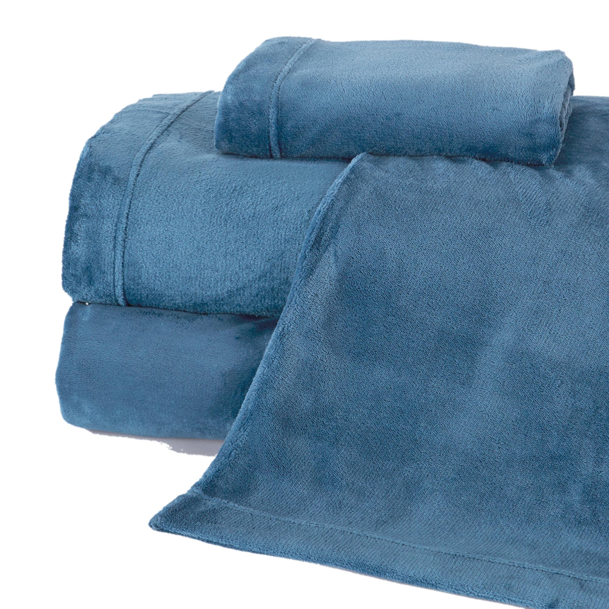 NY Loft Ultra Soft Micro Fleece Sheets Set with Extra Deep Pockets | Extra Soft Velvet Fleece Sheet Set | Super Plush Polar Fleece | Velvet Plush Cozy Warmth | Tribeca Collection (Twin, Lake Blue)