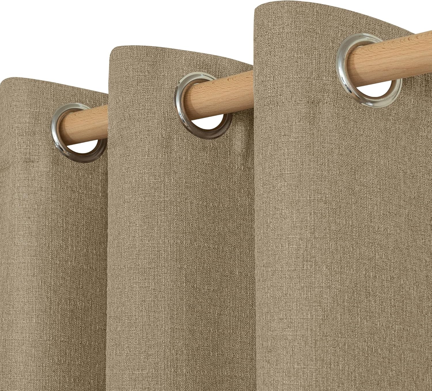 LAMIT Linen Curtains 84 inch Length 2 Panels, Grommet Thick Soft Light Filtering Curtains Privacy Living Room Window Drapes for Bedroom/Farmhouse, W52 x L84, Natural Beige