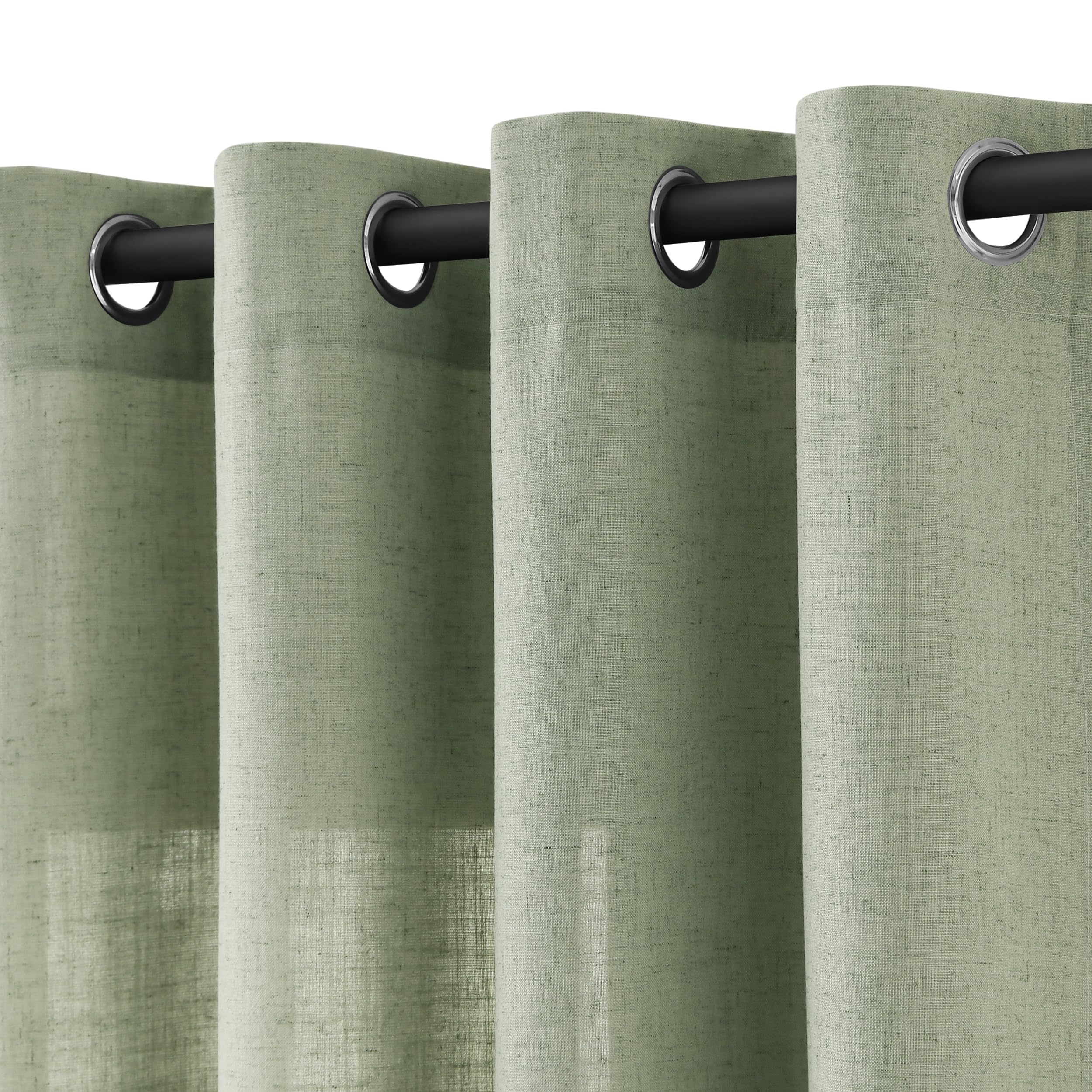 Natural Cream Linen Curtains 84 Inch Length 2 Panels for Living Room Bedroom, Light Filtering Sheer Curtains 84 Inches, Modern Farmhouse Grommet Semi Sheer Soft Privacy Drapes