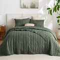 Bedsure 100% Cotton Quilt Set - Queen Size Bedspread, Lightweight Soft Bed Coverlet, PureWoven, 3-Piece Cozy Stitching Comforter with 2 Pillow Shams in Embroidery Clover Pattern, 90x96 in, Linen Beige