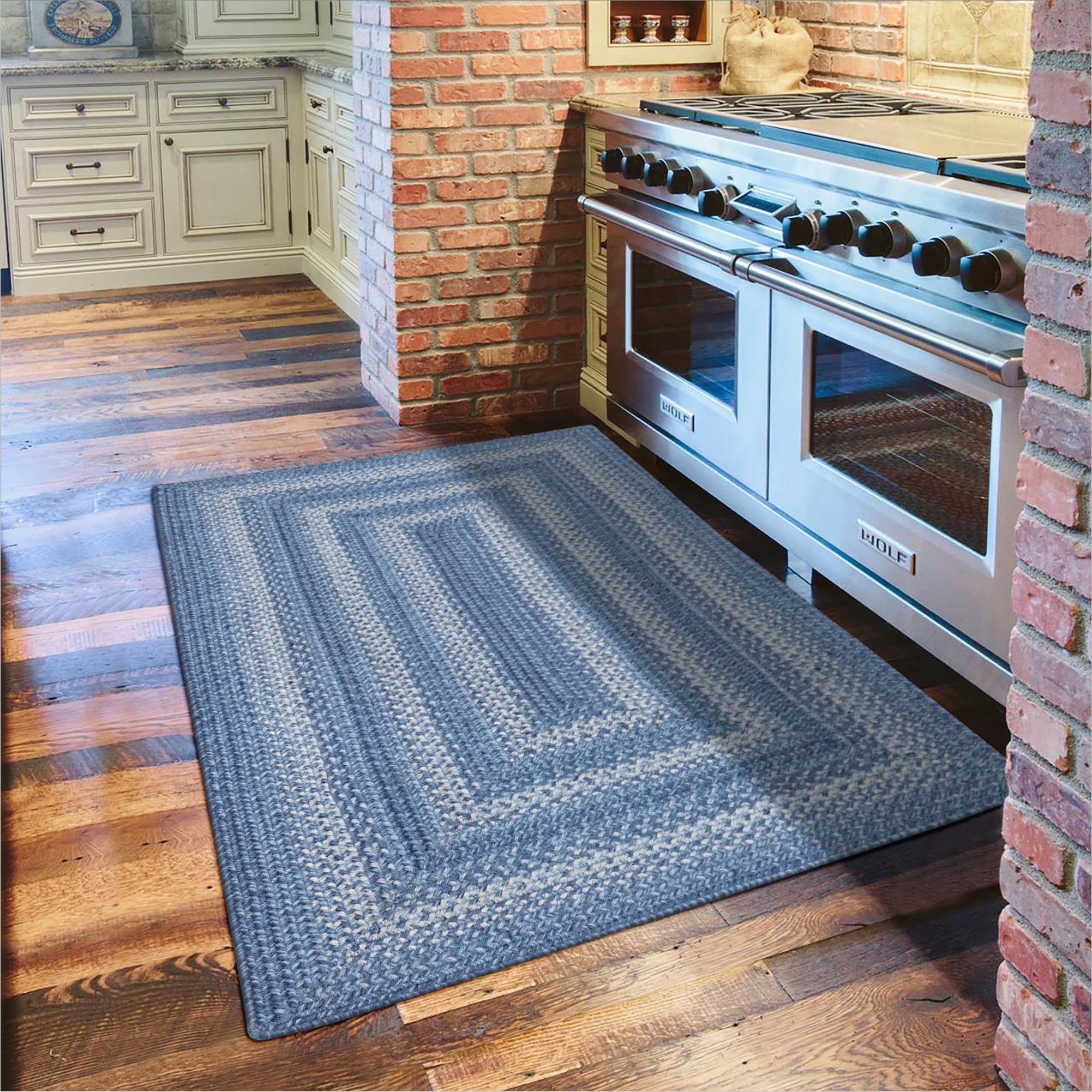 Homespice Gingerbread Black & Brown Braided Rug 20x30 - Jute Braided Kitchen Rugs for Country, Primitive Decor, Reversible, Pet-Friendly, Durable & Easy to Maintain