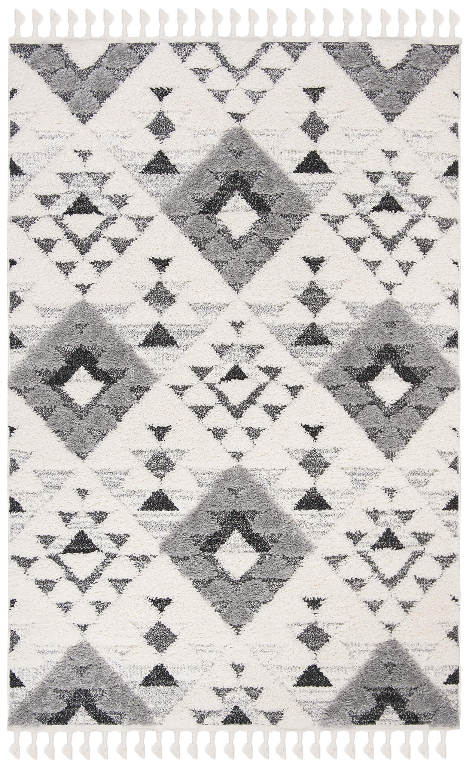 SAFAVIEH Area Rug 3x5 - Moroccan Tassel Shag Collection - Ivory, Non-Shedding & Easy to Clean, Plush High-Low Texture, Ideal for Living Room, Bedroom, Dining Space (MTS688C)