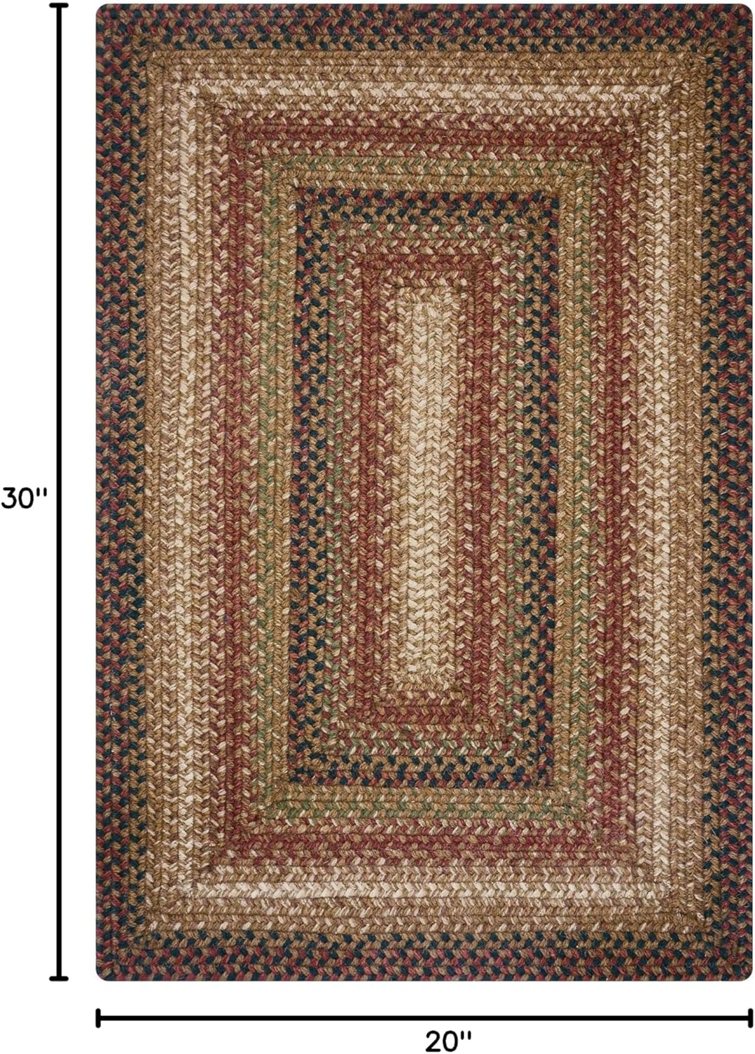 Homespice Gingerbread Black & Brown Braided Rug 20x30 - Jute Braided Kitchen Rugs for Country, Primitive Decor, Reversible, Pet-Friendly, Durable & Easy to Maintain