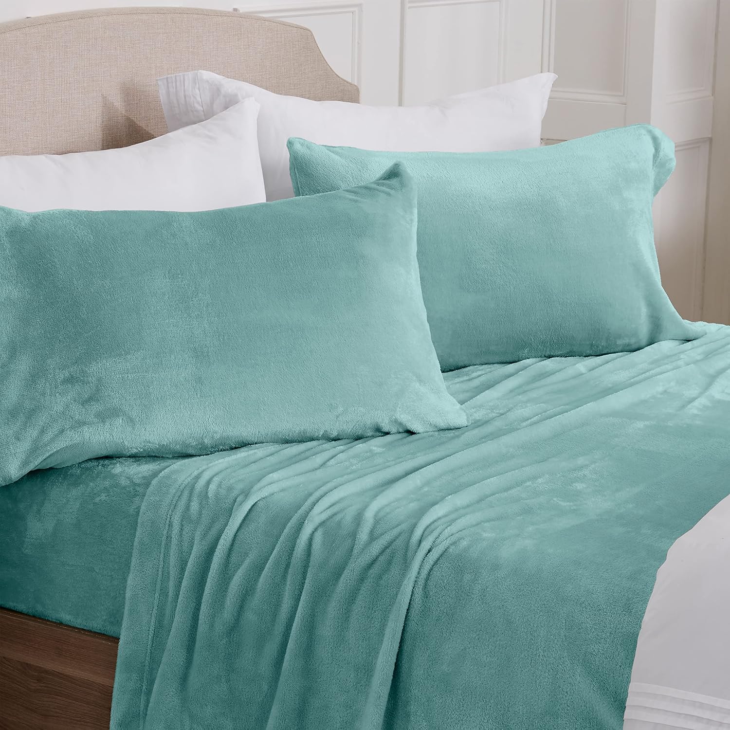 NY Loft Ultra Soft Micro Fleece Sheets Set with Extra Deep Pockets | Extra Soft Velvet Fleece Sheet Set | Super Plush Polar Fleece | Velvet Plush Cozy Warmth | Tribeca Collection (Twin, Lake Blue)