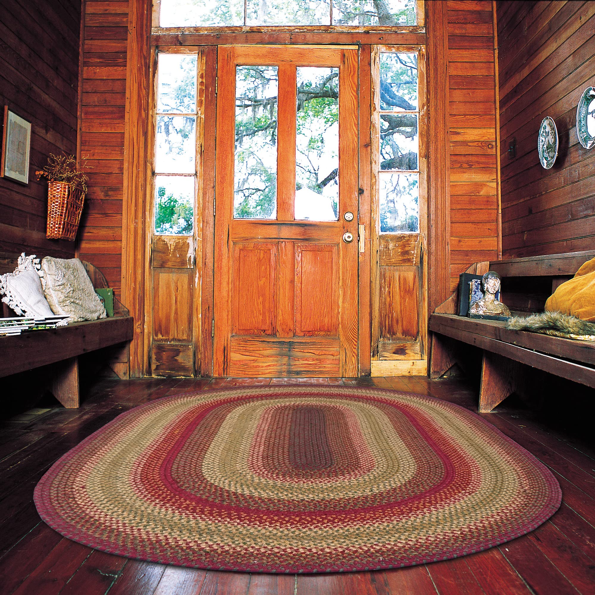 Homespice Gingerbread Black & Brown Braided Rug 20x30 - Jute Braided Kitchen Rugs for Country, Primitive Decor, Reversible, Pet-Friendly, Durable & Easy to Maintain