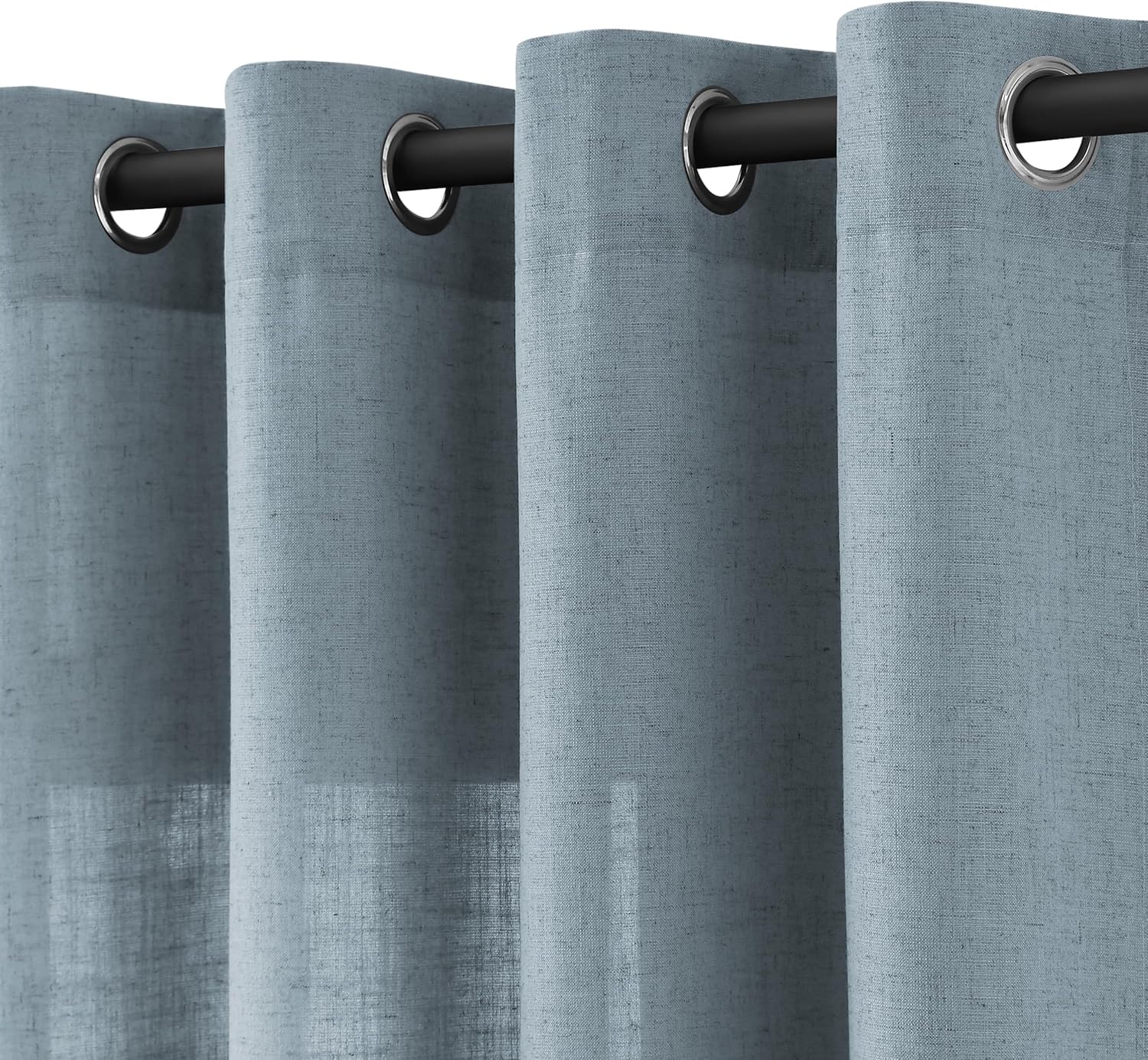Natural Cream Linen Curtains 84 Inch Length 2 Panels for Living Room Bedroom, Light Filtering Sheer Curtains 84 Inches, Modern Farmhouse Grommet Semi Sheer Soft Privacy Drapes