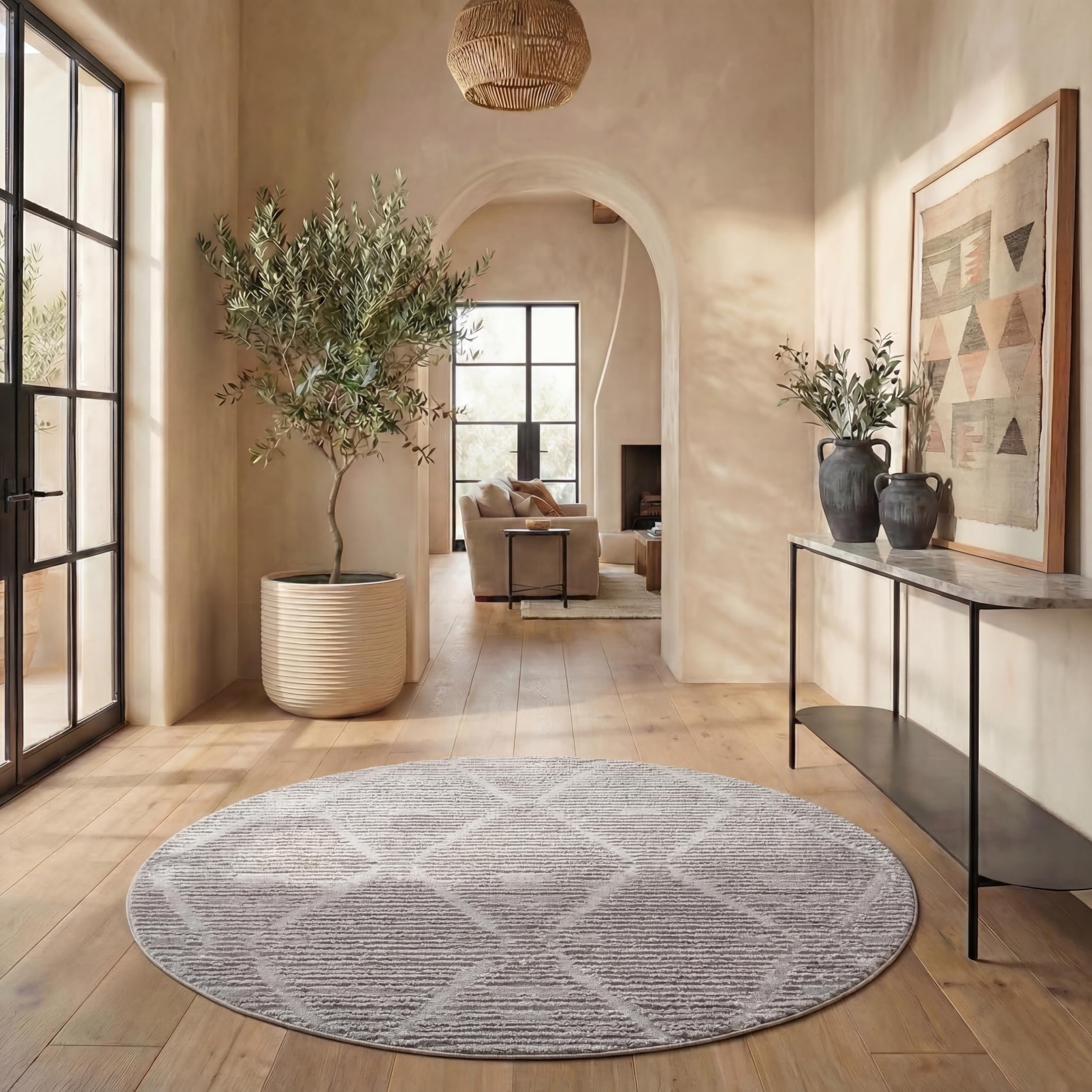SAFAVIEH Marrakesh Collection Area Rug - 4' x 6', Beige, Moroccan Trellis Design with Tassel Detail, Non-Shedding & Easy to Clean, Ideal for Living Room, Bedroom, Dining Space (MRK517C)