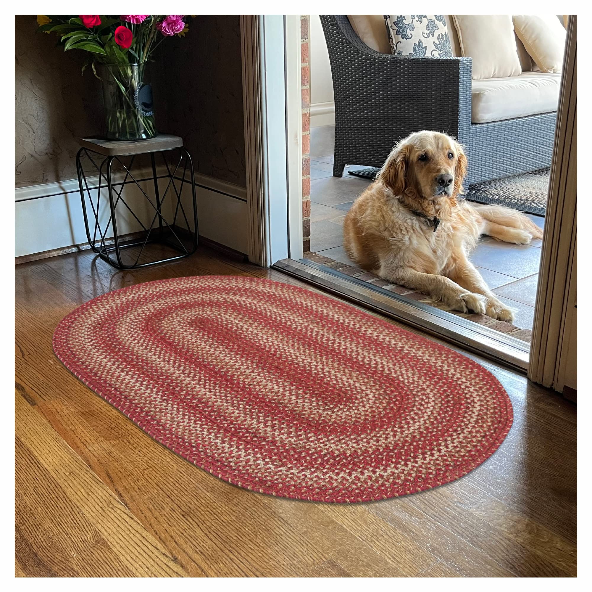 Homespice Gingerbread Black & Brown Braided Rug 20x30 - Jute Braided Kitchen Rugs for Country, Primitive Decor, Reversible, Pet-Friendly, Durable & Easy to Maintain