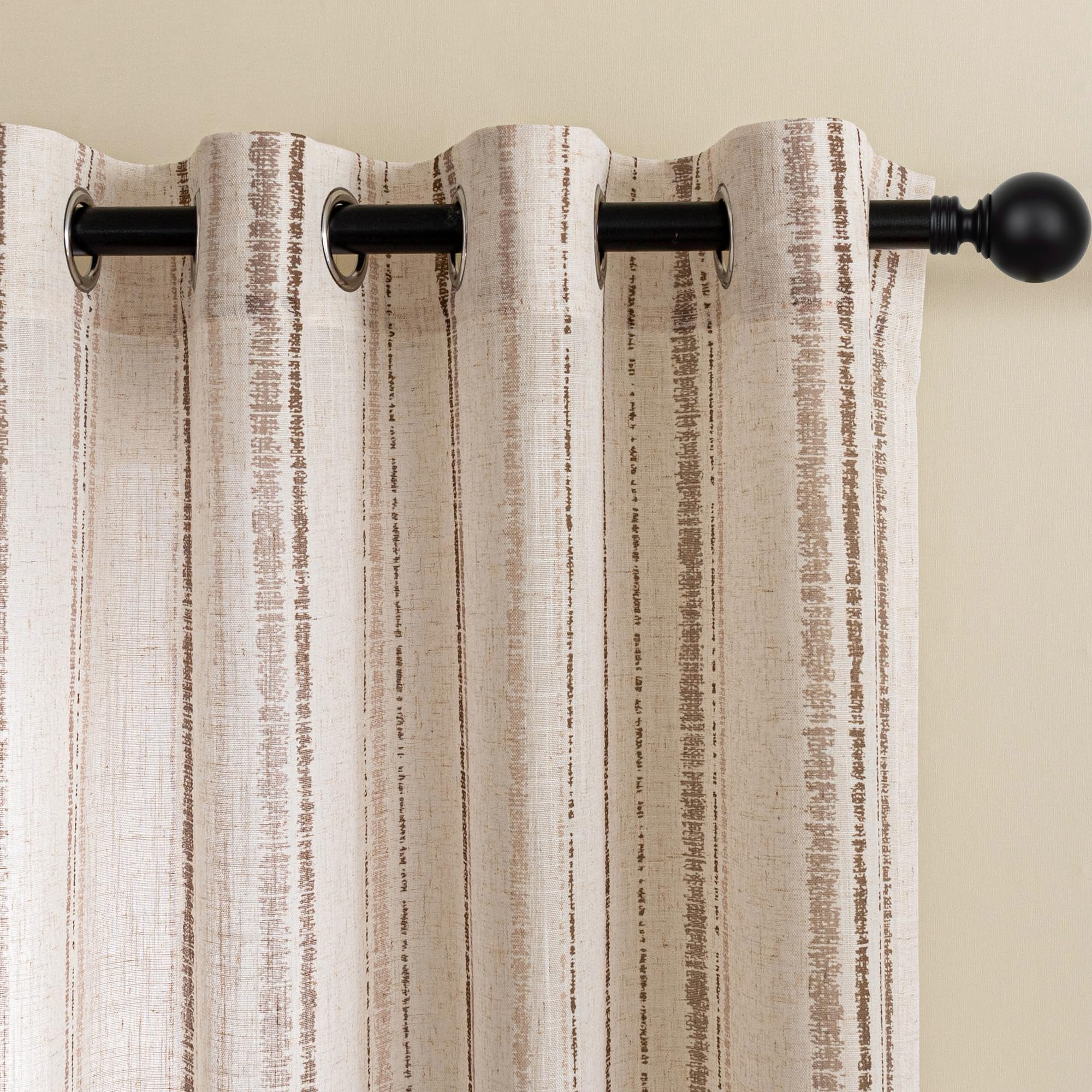 MYSKY HOME Grey Striped Linen Curtains 84 Inches Long Farmhouse Rustic for Bedroom Living Room Light Filtering Ticking Stripe Pinstripe Gray and White Patterned Drapes, Grommet, 2 Panels, 52" Wide