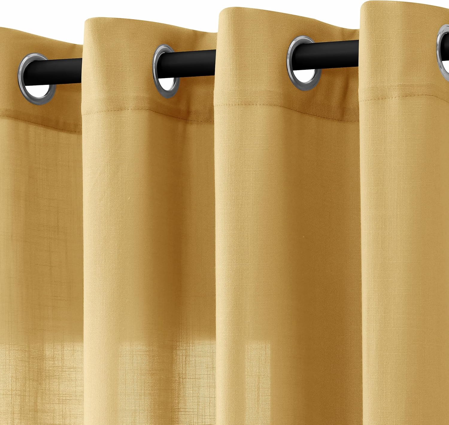 Natural Cream Linen Curtains 84 Inch Length 2 Panels for Living Room Bedroom, Light Filtering Sheer Curtains 84 Inches, Modern Farmhouse Grommet Semi Sheer Soft Privacy Drapes