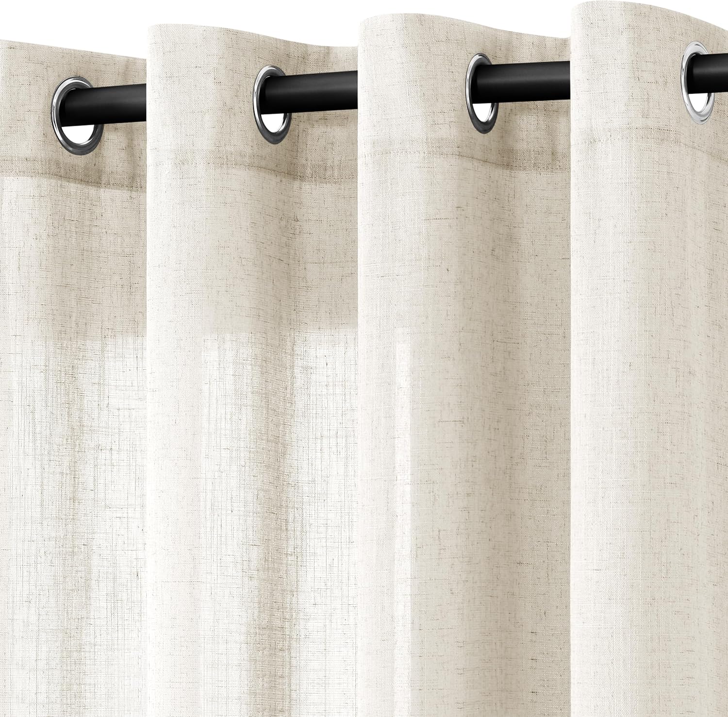 Natural Cream Linen Curtains 84 Inch Length 2 Panels for Living Room Bedroom, Light Filtering Sheer Curtains 84 Inches, Modern Farmhouse Grommet Semi Sheer Soft Privacy Drapes