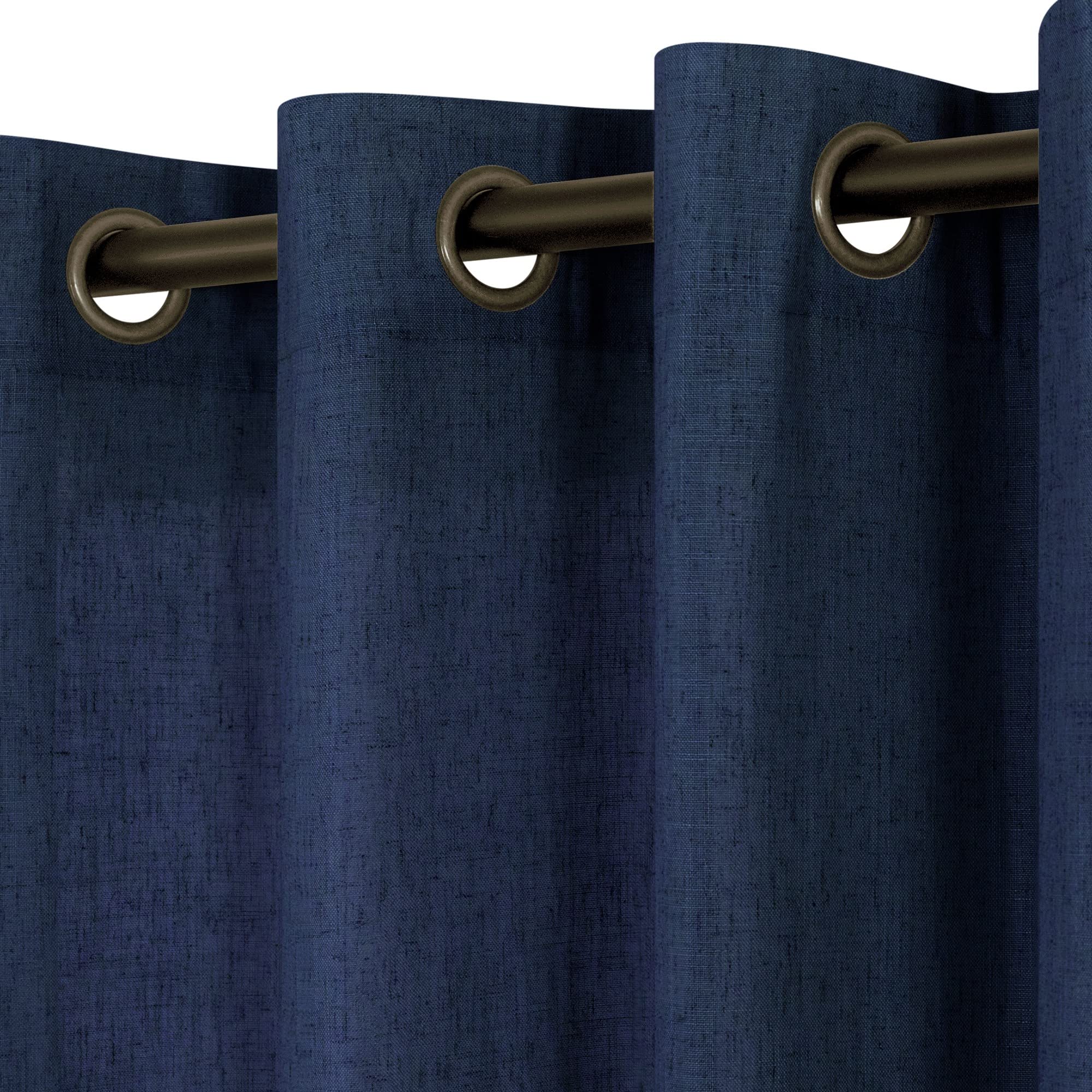 KOUFALL Linen Curtains for Living Room, Bronze Grommet, Semi Sheer Light Filtering Curtains, Neutral Cream Farmhouse Curtain Drapes 84 Inches Long 2 Panels Set