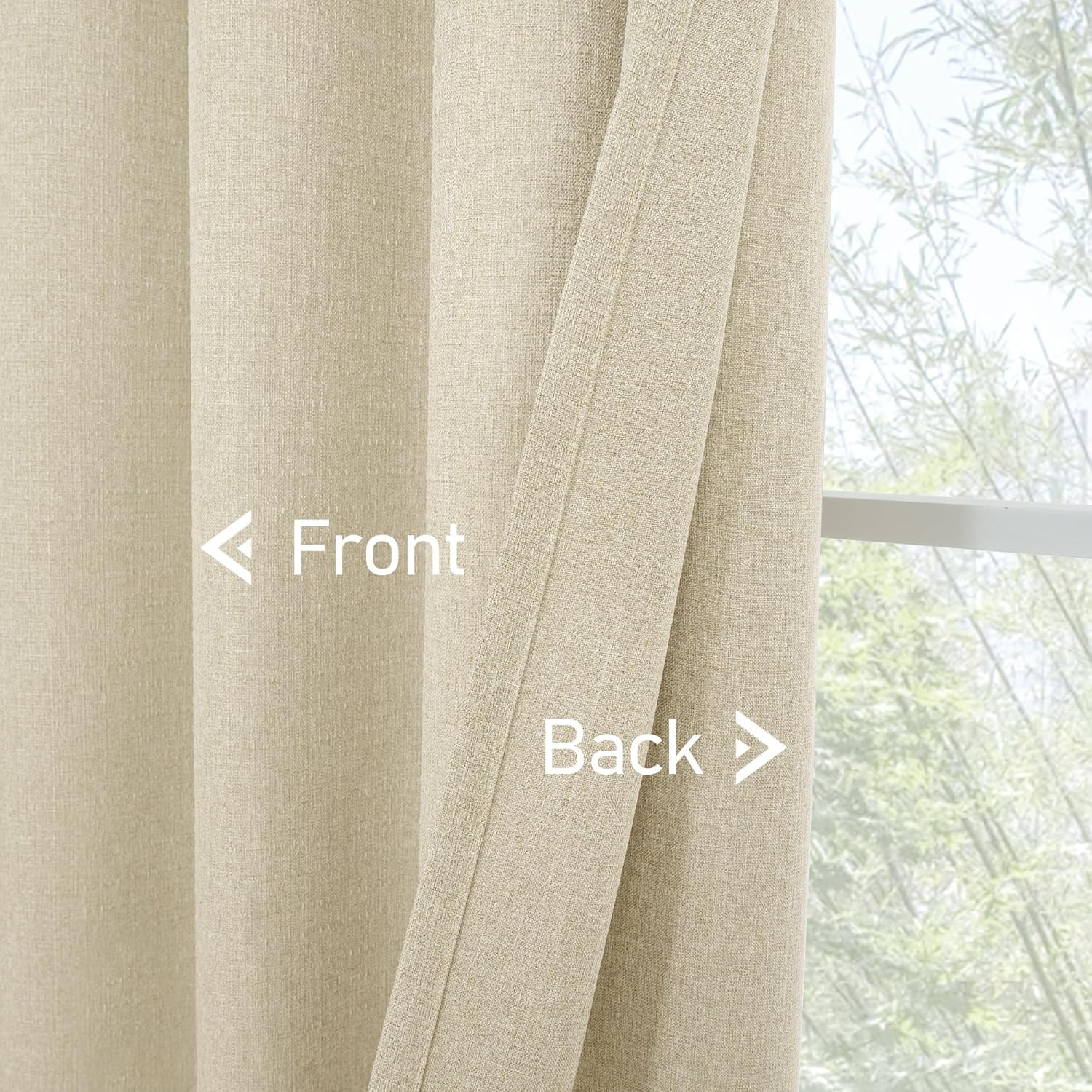 LAMIT Linen Curtains 84 inch Length 2 Panels, Grommet Thick Soft Light Filtering Curtains Privacy Living Room Window Drapes for Bedroom/Farmhouse, W52 x L84, Natural Beige
