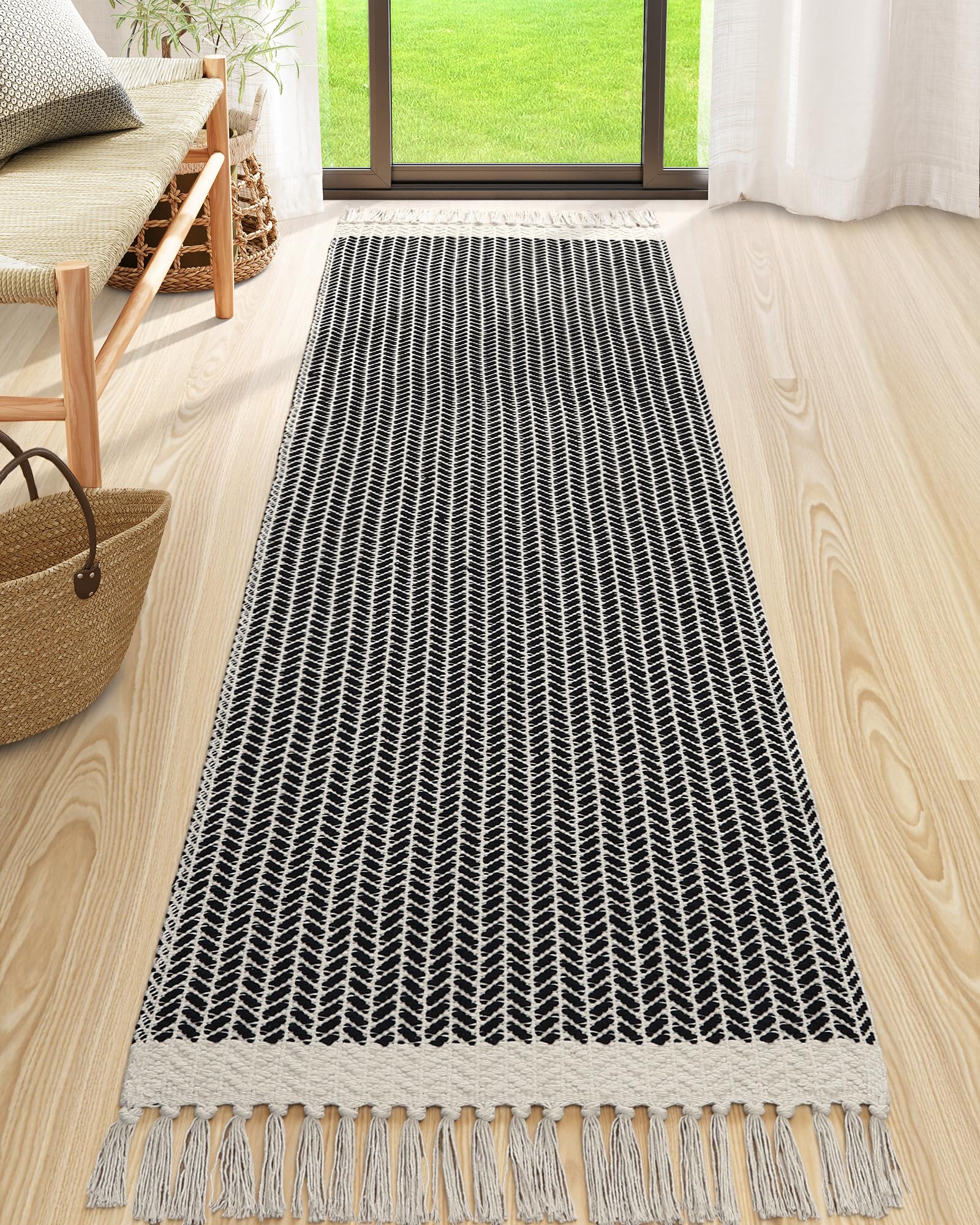 Lahome Belle Boho Rugs for Bedroom, 3x5 Bathroom Rug Lightweight Farmhouse Woven Area Rug with Tassels, Throw Rugs Washable Kitchen Rug Non Shedding Indoor Door Mats for Entryway Living Room, Khaki