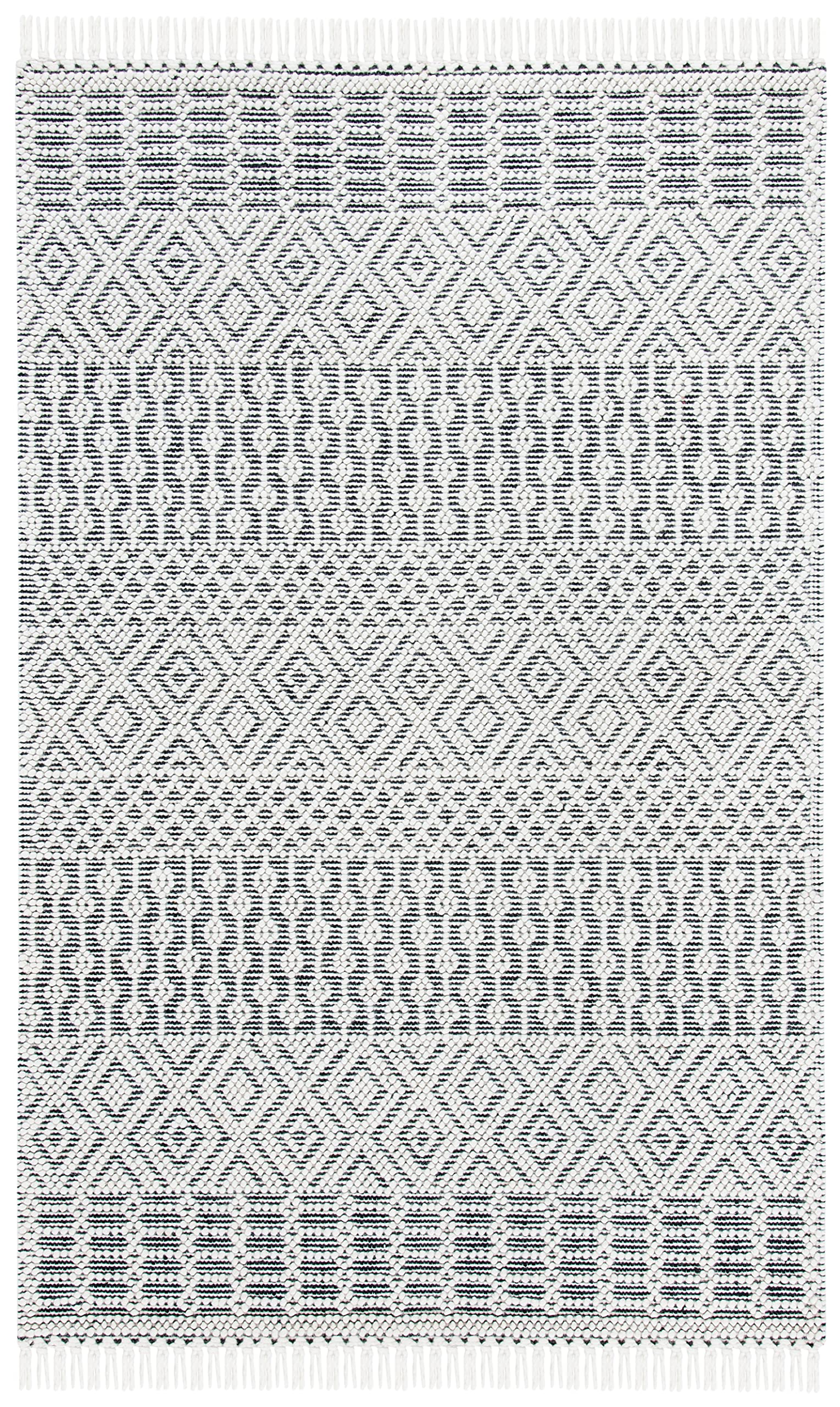SAFAVIEH Natura Collection Accent Rug - 4' x 6', Ivory, Handmade Moroccan Boho Wool Fringe, Ideal for High Traffic Areas in Entryway, Living Room, Bedroom (NAT852B)