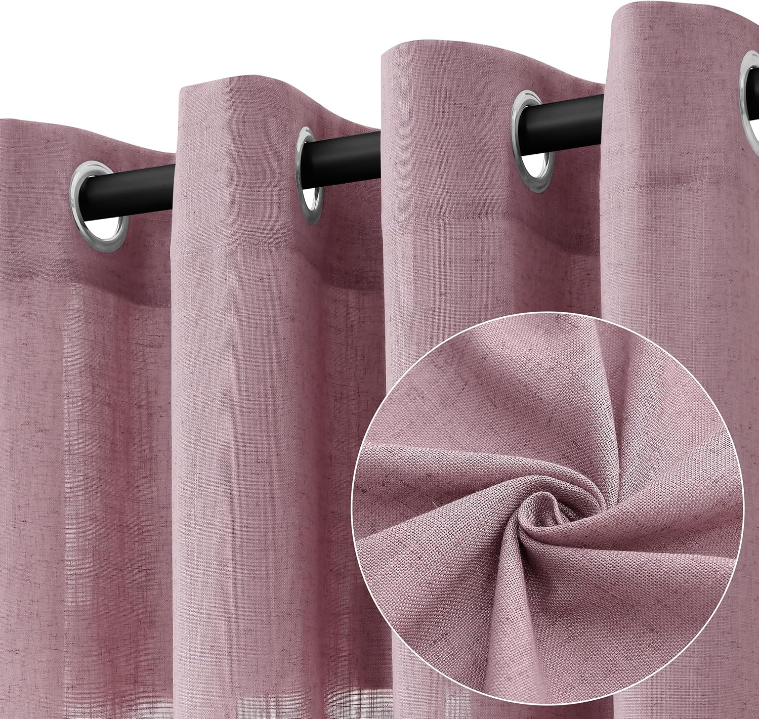 Natural Cream Linen Curtains 84 Inch Length 2 Panels for Living Room Bedroom, Light Filtering Sheer Curtains 84 Inches, Modern Farmhouse Grommet Semi Sheer Soft Privacy Drapes