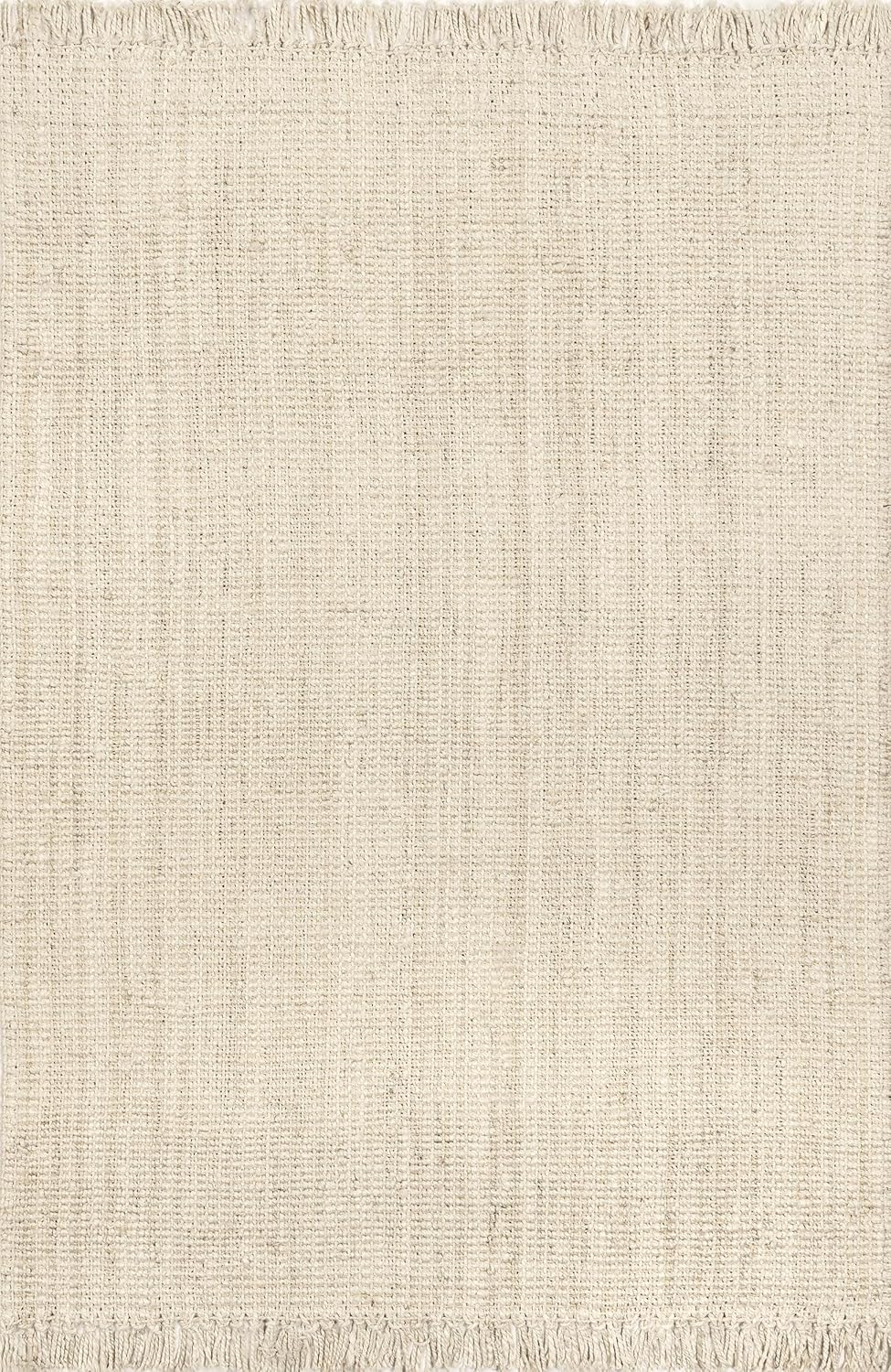 nuLOOM 5x8 Daniela Jute Tassel Hand Woven Area Rug, Off White, Solid Chunky Farmhouse Design, Natural Fiber, For Bedroom, Dining Room, Living Room, Hallway, Office, Entryway