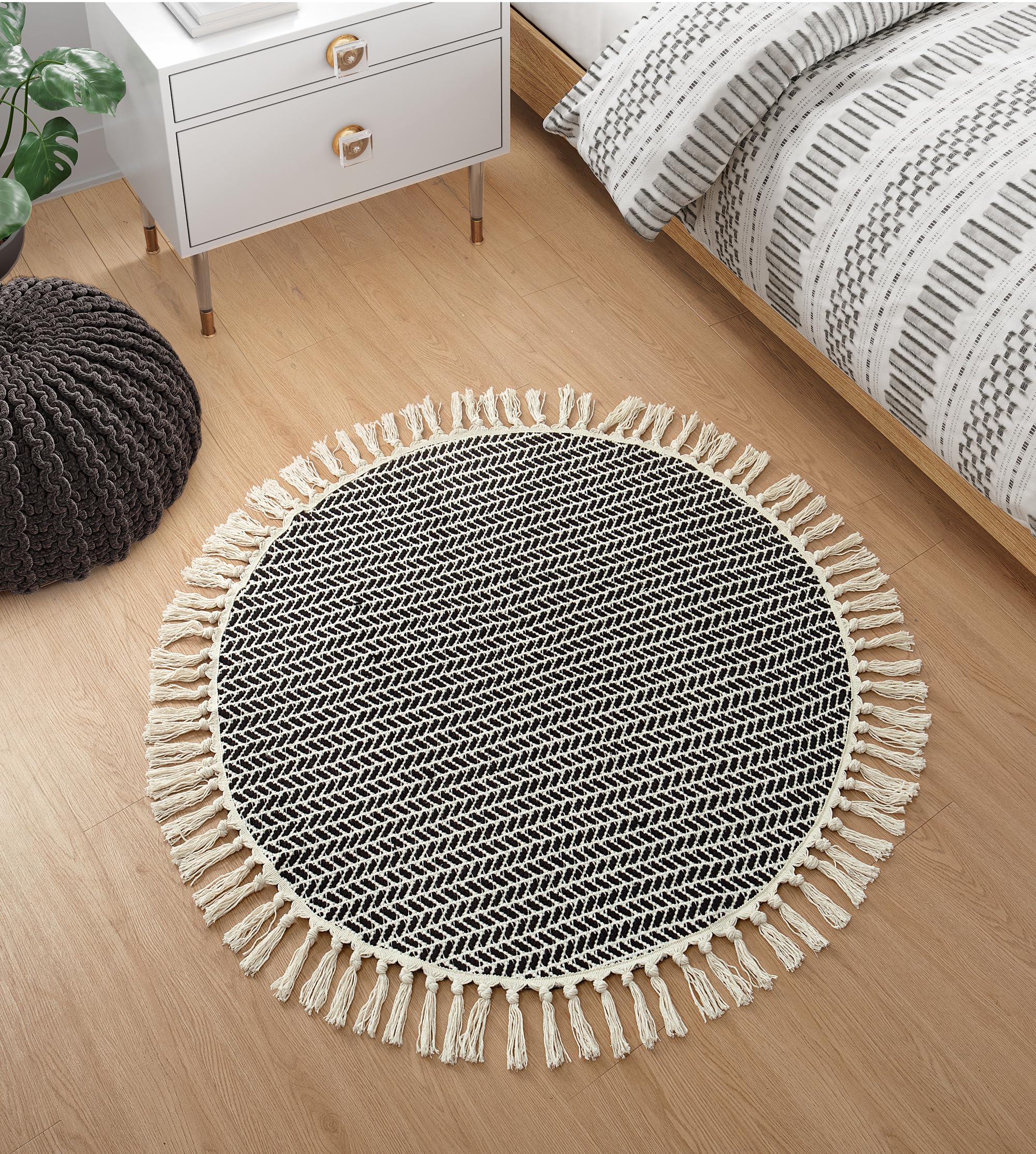 Lahome Belle Boho Rugs for Bedroom, 3x5 Bathroom Rug Lightweight Farmhouse Woven Area Rug with Tassels, Throw Rugs Washable Kitchen Rug Non Shedding Indoor Door Mats for Entryway Living Room, Khaki