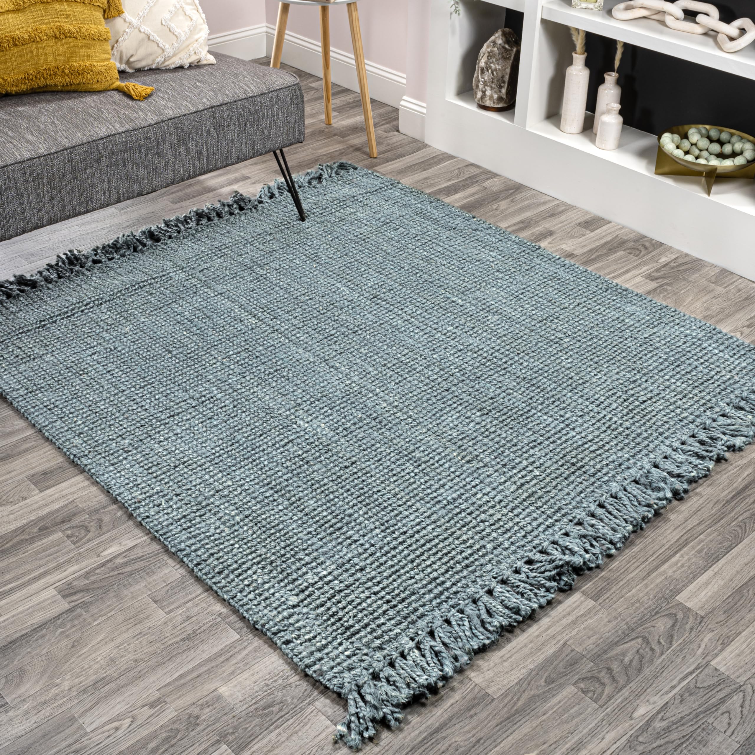 JONATHAN Y Handwoven Jute Fringe Natural Indoor Area Rug, 4x6, Pata, Bohemian, Rustic, Cottage, Easy-Cleaning for Living Room, Bedroom, Kitchen, Non-Shedding (NRF103A-4)