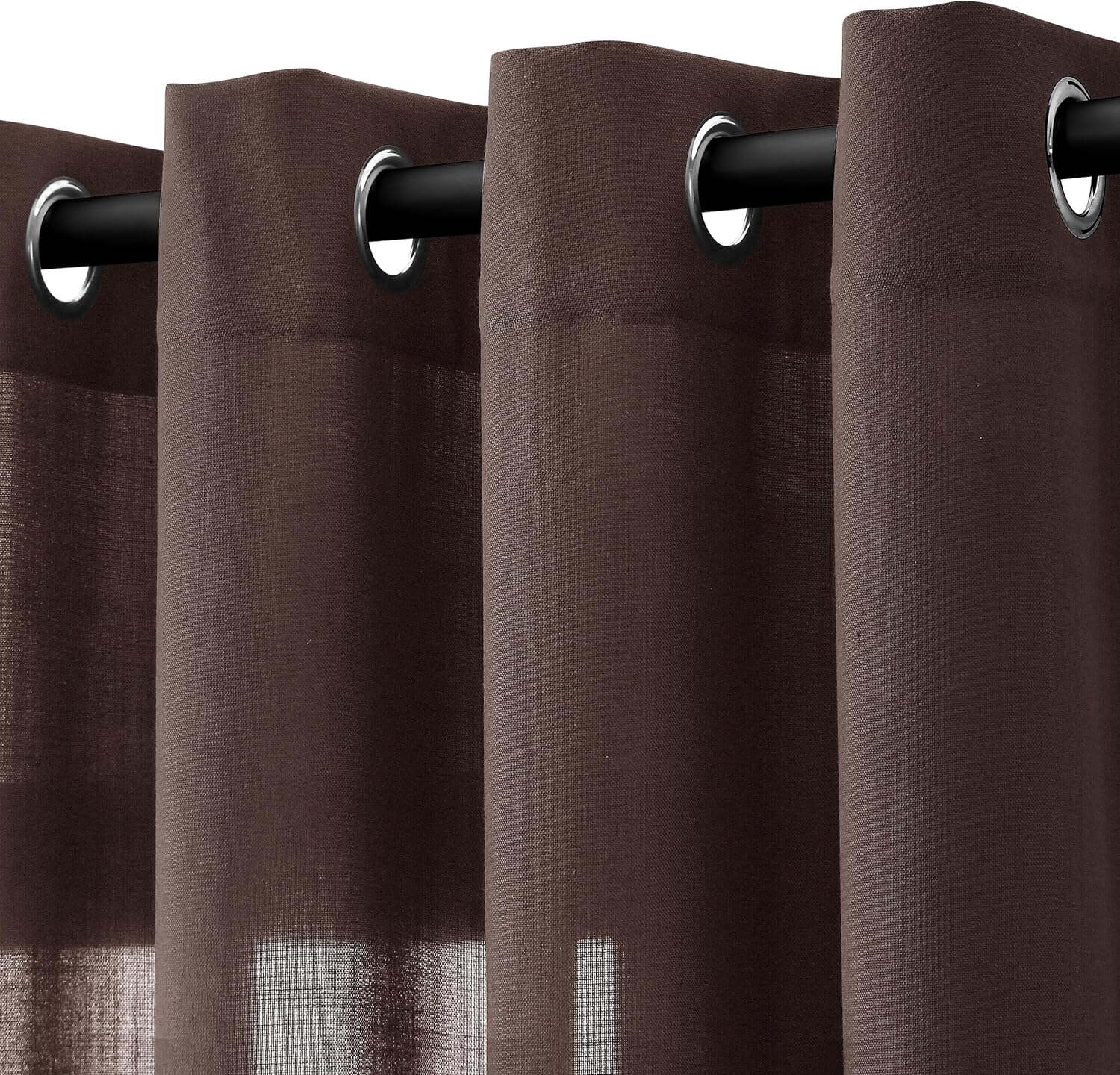 Natural Cream Linen Curtains 84 Inch Length 2 Panels for Living Room Bedroom, Light Filtering Sheer Curtains 84 Inches, Modern Farmhouse Grommet Semi Sheer Soft Privacy Drapes