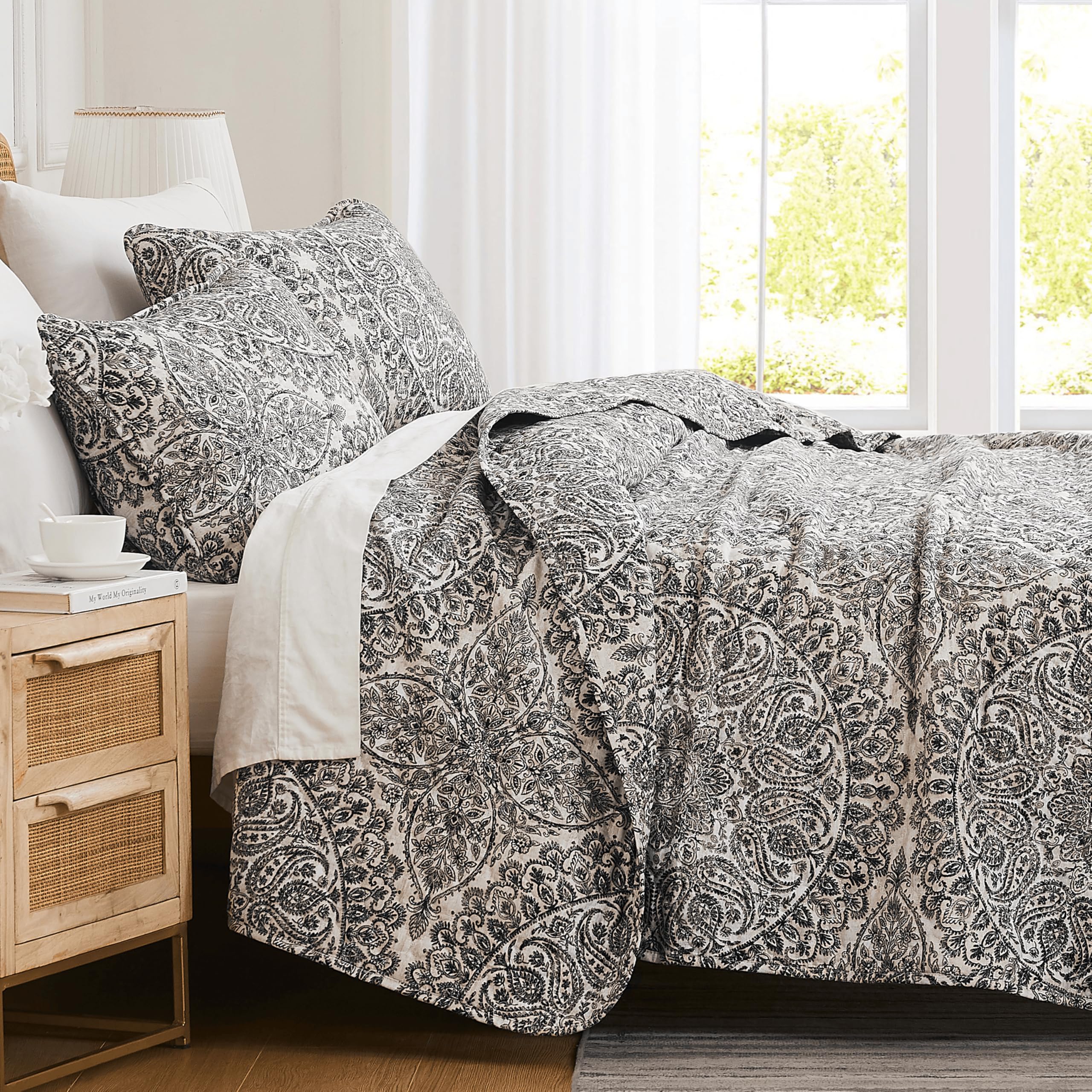 Southshore Fine Living, Inc. King Quilt Bedding Set, Quilted Coverlet Bed Spread for California Kings, Luxury Bedding King Size Quilt Bedding Set, Lightweight Quilted Bedspread w/Shams, Natural Beige