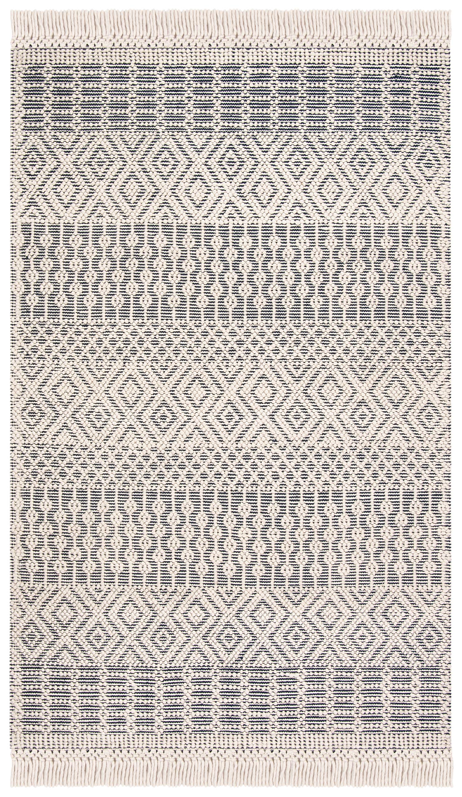 SAFAVIEH Natura Collection Accent Rug - 4' x 6', Ivory, Handmade Moroccan Boho Wool Fringe, Ideal for High Traffic Areas in Entryway, Living Room, Bedroom (NAT852B)