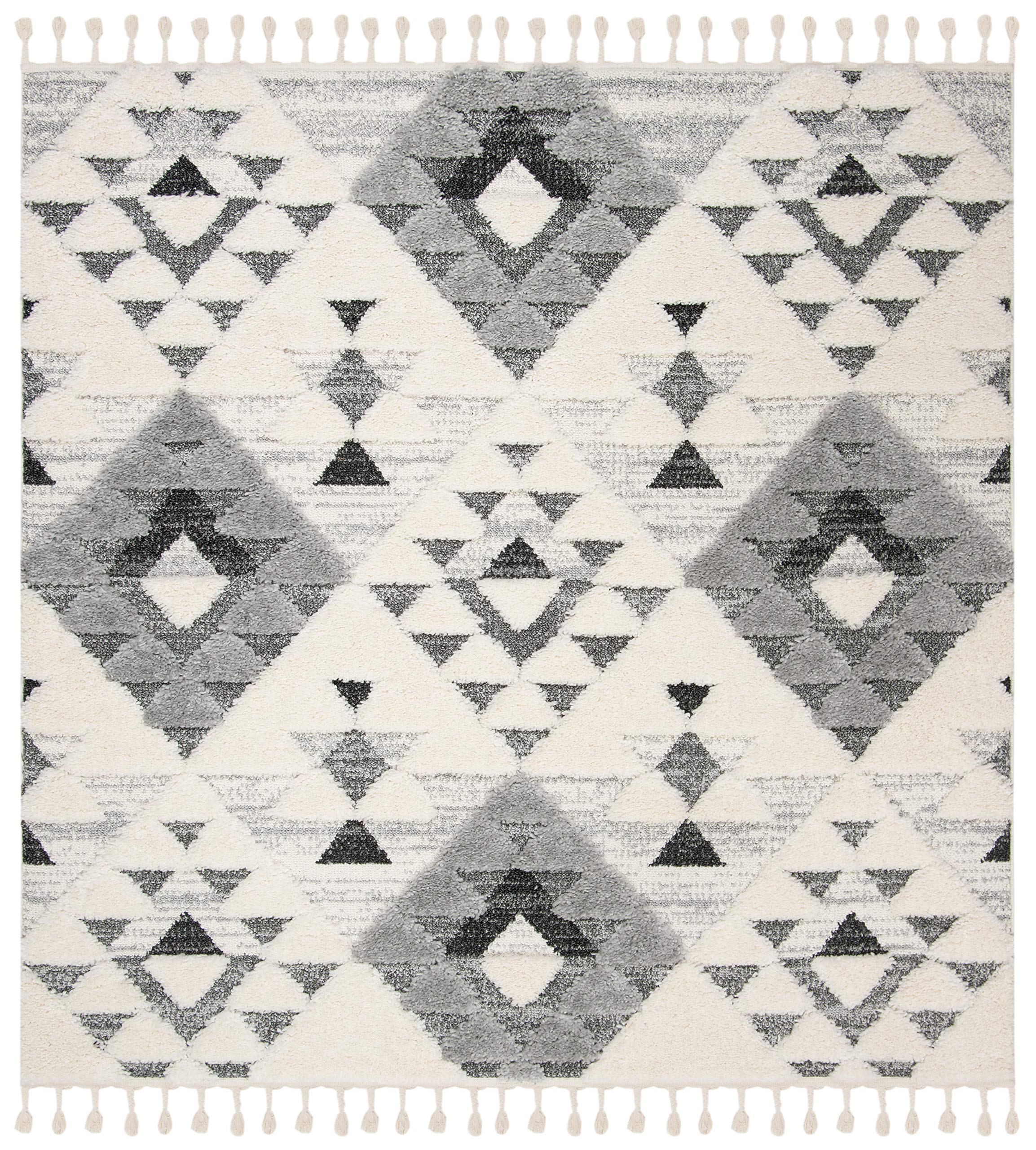 SAFAVIEH Area Rug 3x5 - Moroccan Tassel Shag Collection - Ivory, Non-Shedding & Easy to Clean, Plush High-Low Texture, Ideal for Living Room, Bedroom, Dining Space (MTS688C)